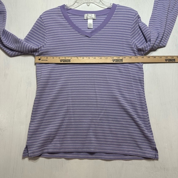 Vintage Oscar de la Renta Lavender Lounge Pajama Set L 2pc Top Pants Y2K Soft - Picture 7 of 11